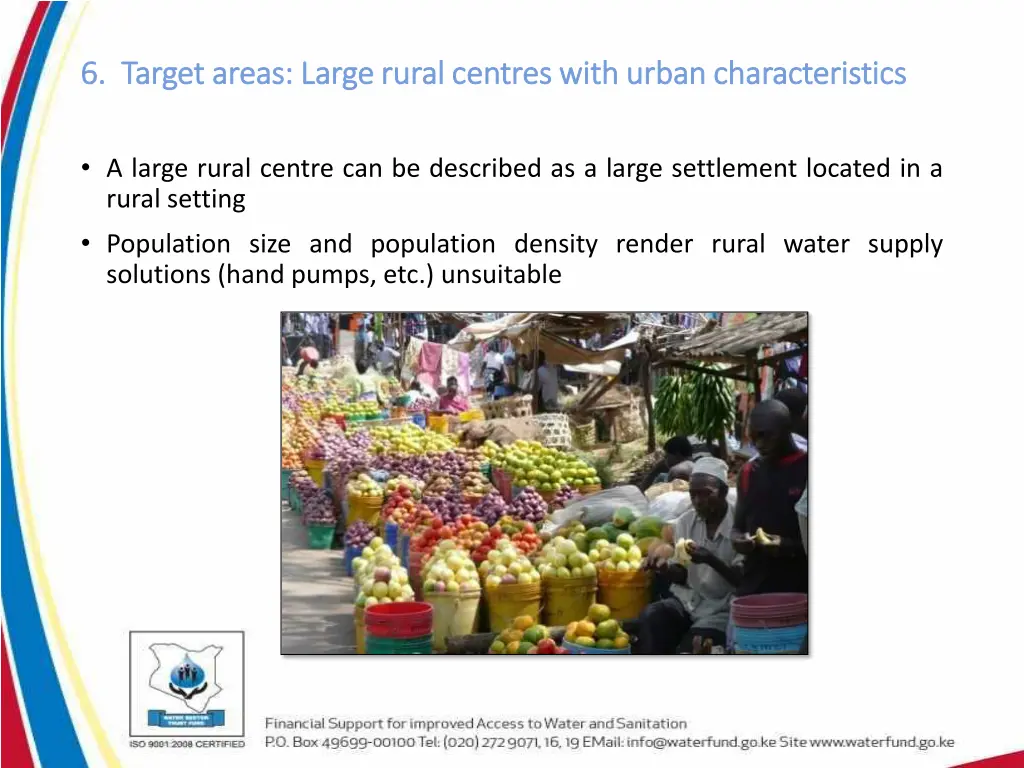 6 target areas large rural centres with urban