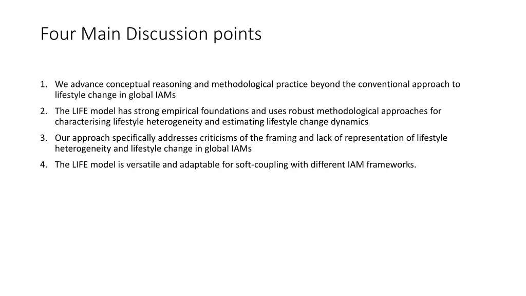 four main discussion points