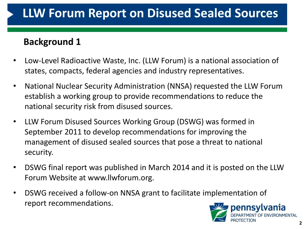 llw forum report on disused sealed sources