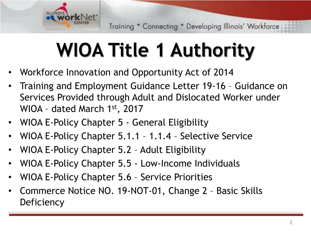 wioa title 1 authority