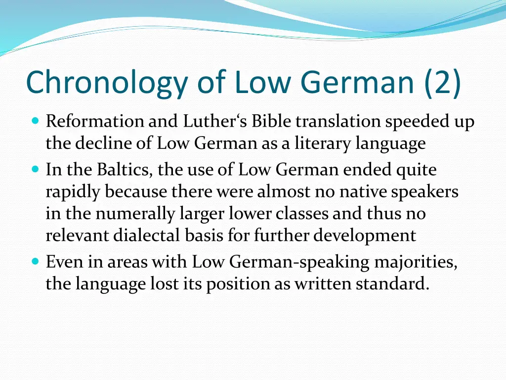 chronology of low german 2