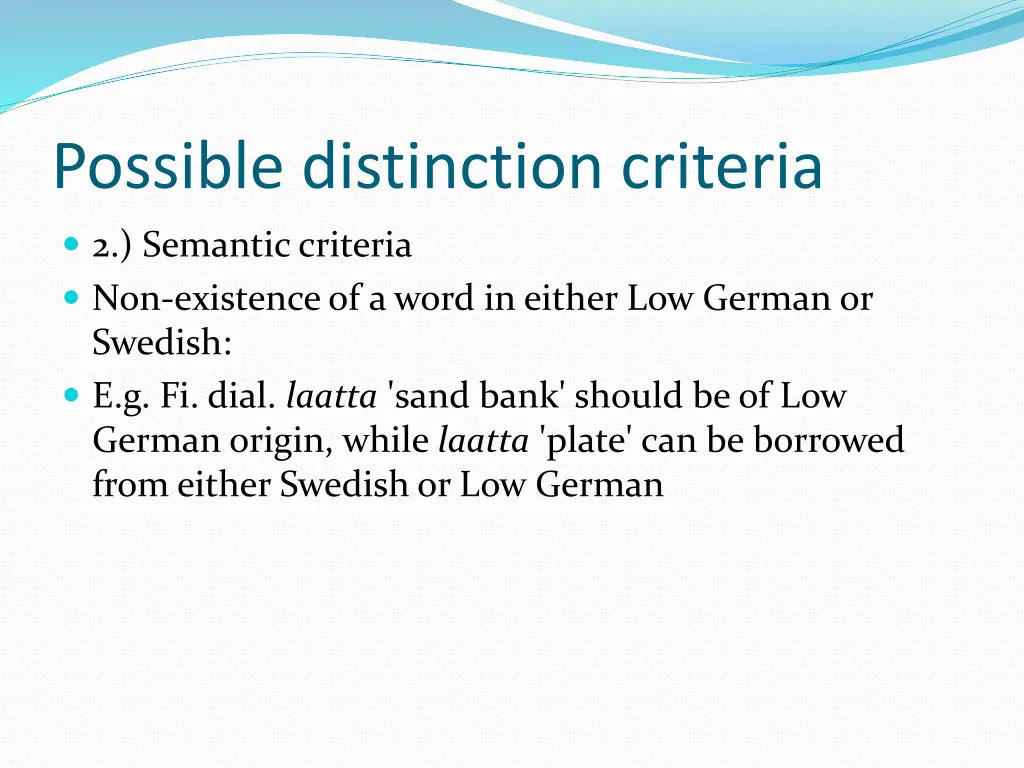 possible distinction criteria 1