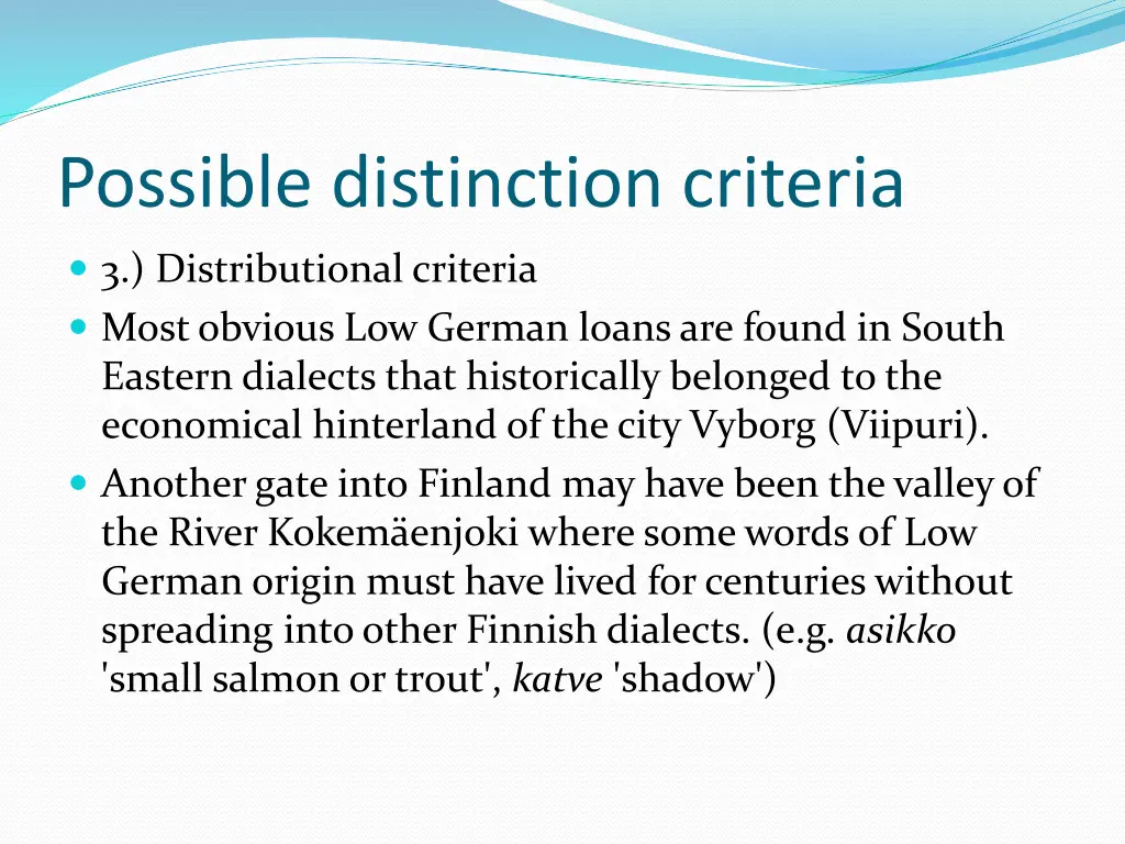 possible distinction criteria 3