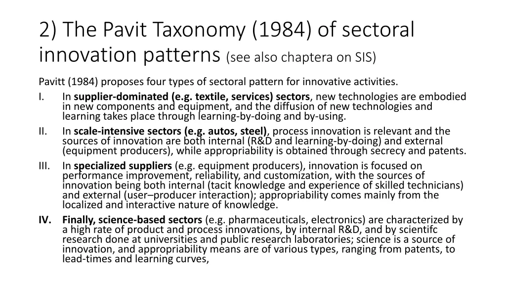 2 the pavit taxonomy 1984 of sectoral innovation