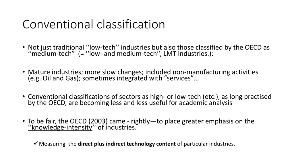 conventional classification