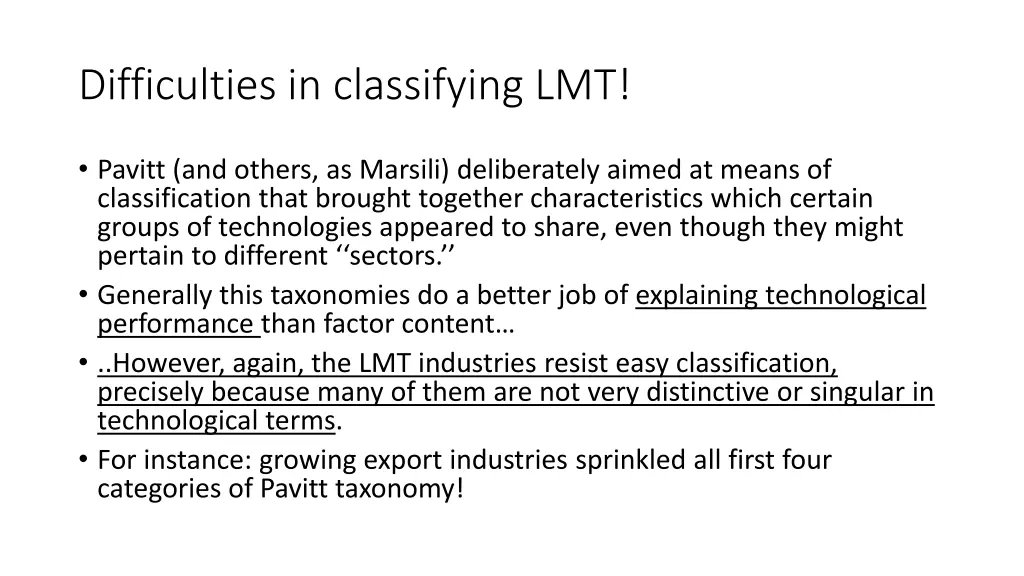 difficulties in classifying lmt