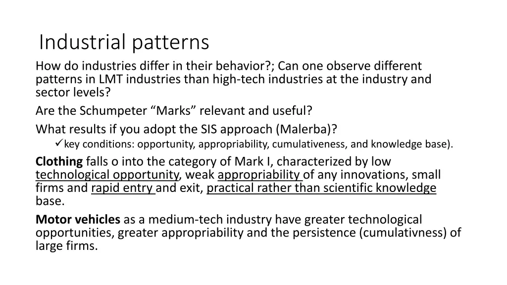 industrial patterns how do industries differ