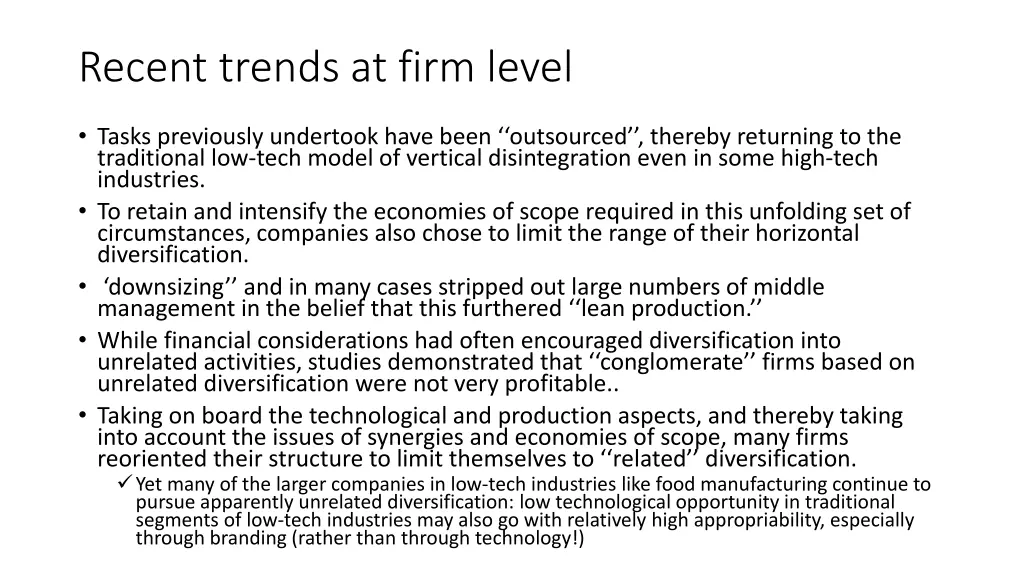 recent trends at firm level