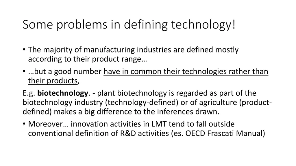 some problems in defining technology