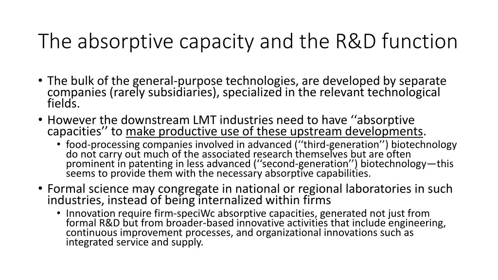 the absorptive capacity and the r d function