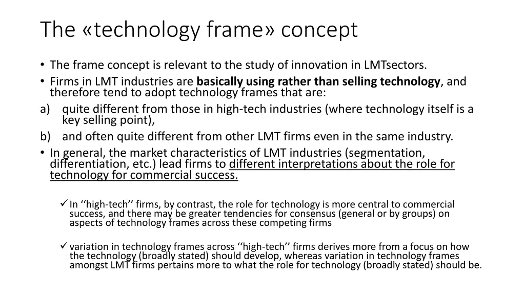 the technology frame concept