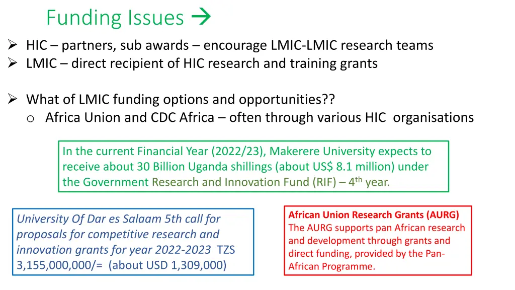 funding issues hic partners sub awards encourage