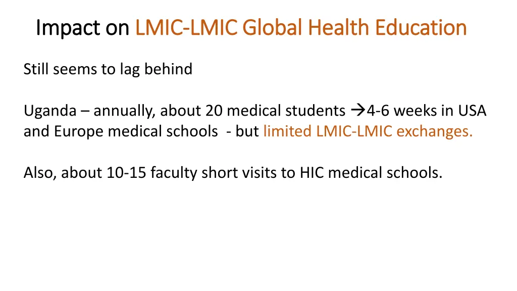 impact on impact on lmic