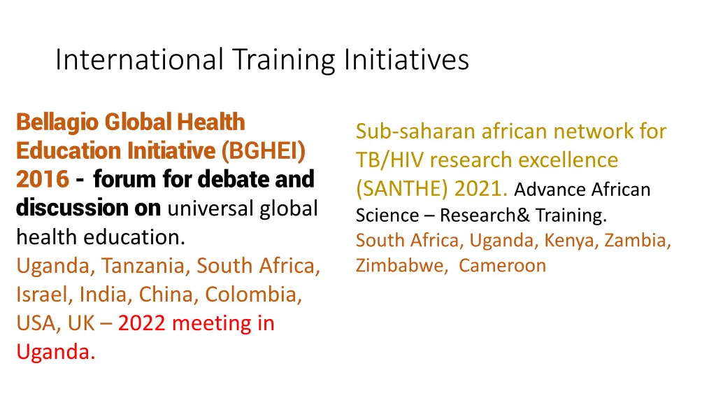 international training initiatives