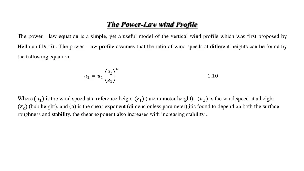 the power law wind profile