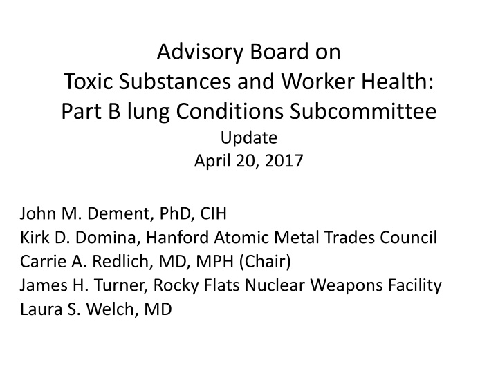 advisory board on toxic substances and worker