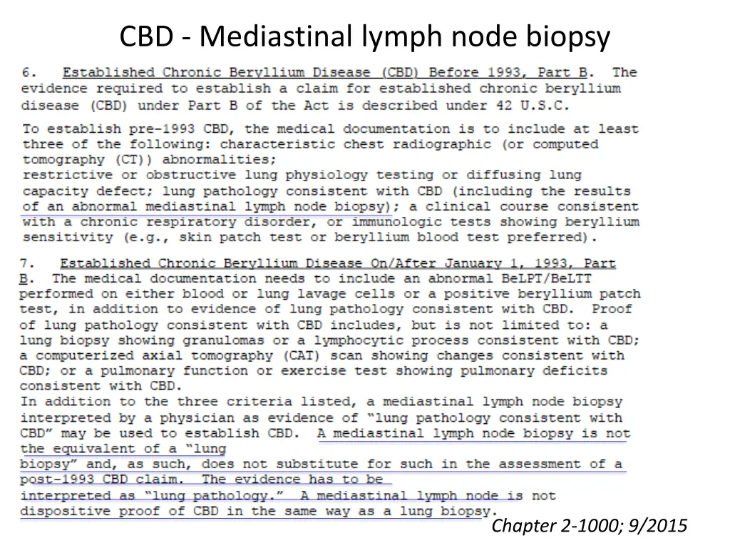 cbd mediastinal lymph node biopsy