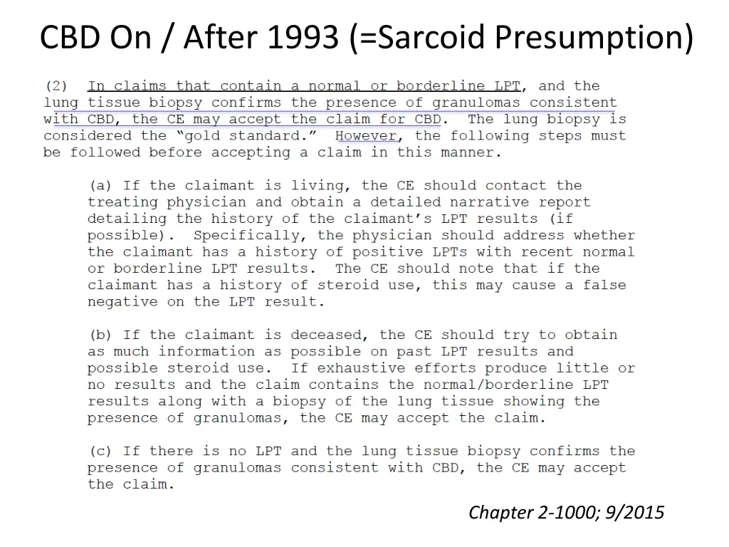 cbd on after 1993 sarcoid presumption