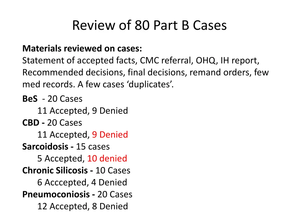 review of 80 part b cases