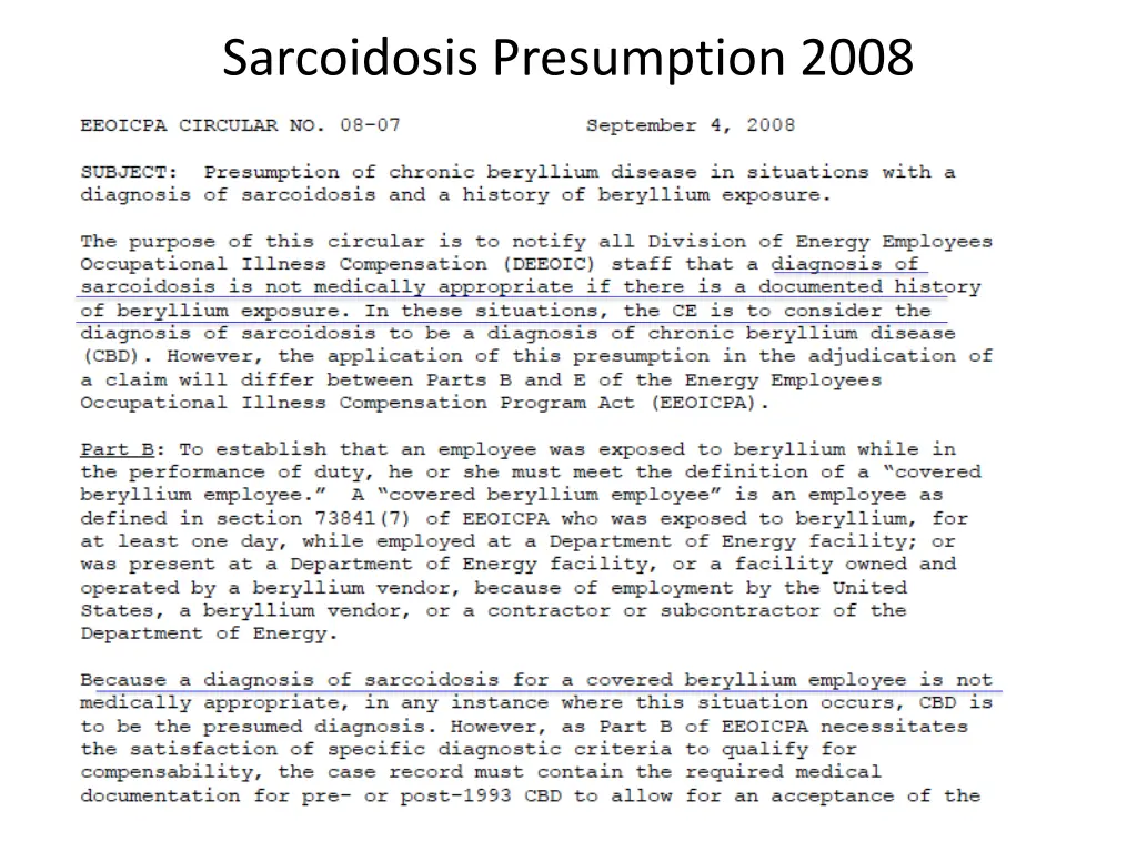 sarcoidosis presumption 2008