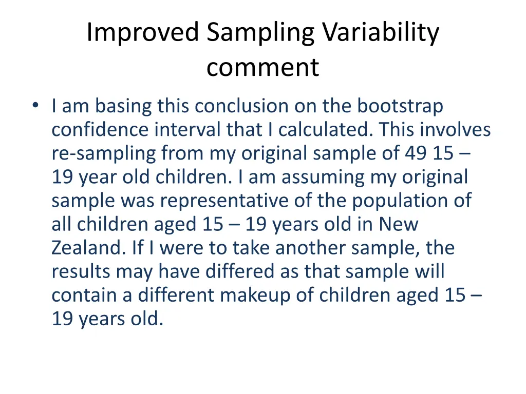 improved sampling variability comment i am basing