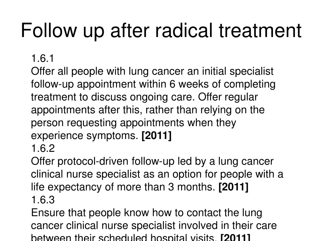 follow up after radical treatment