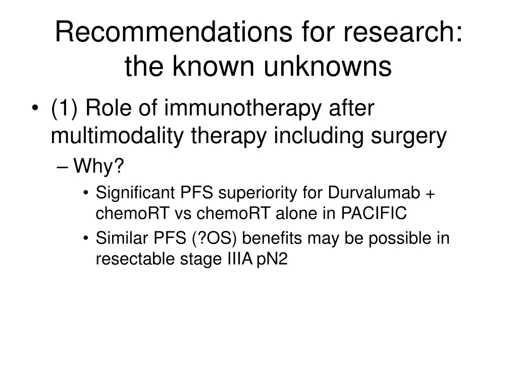 recommendations for research the known unknowns 2