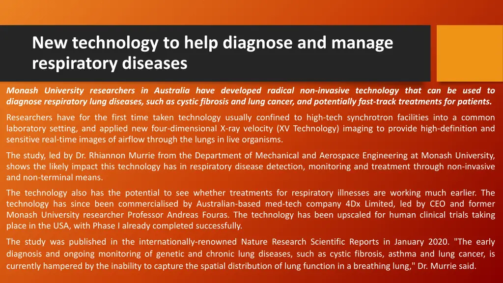 new technology to help diagnose and manage