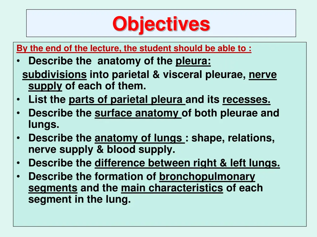 objectives