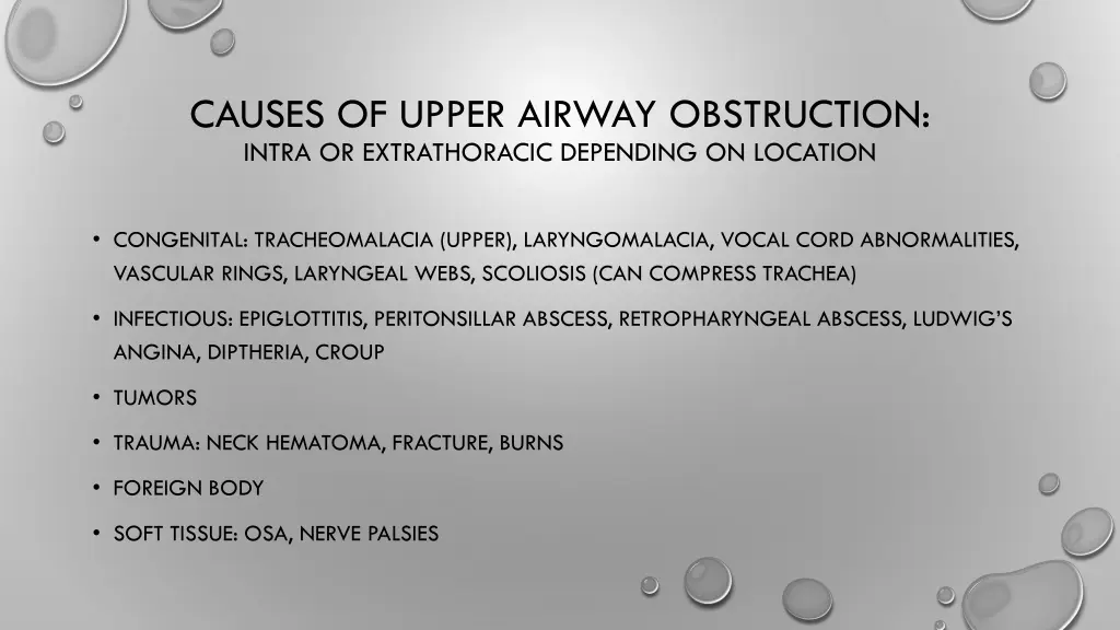 causes of upper airway obstruction intra