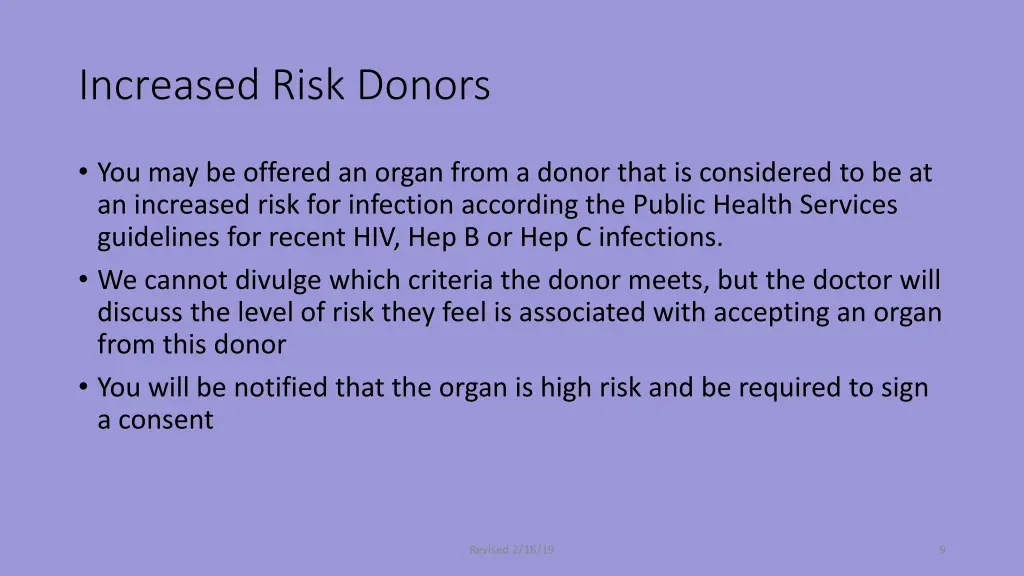 increased risk donors