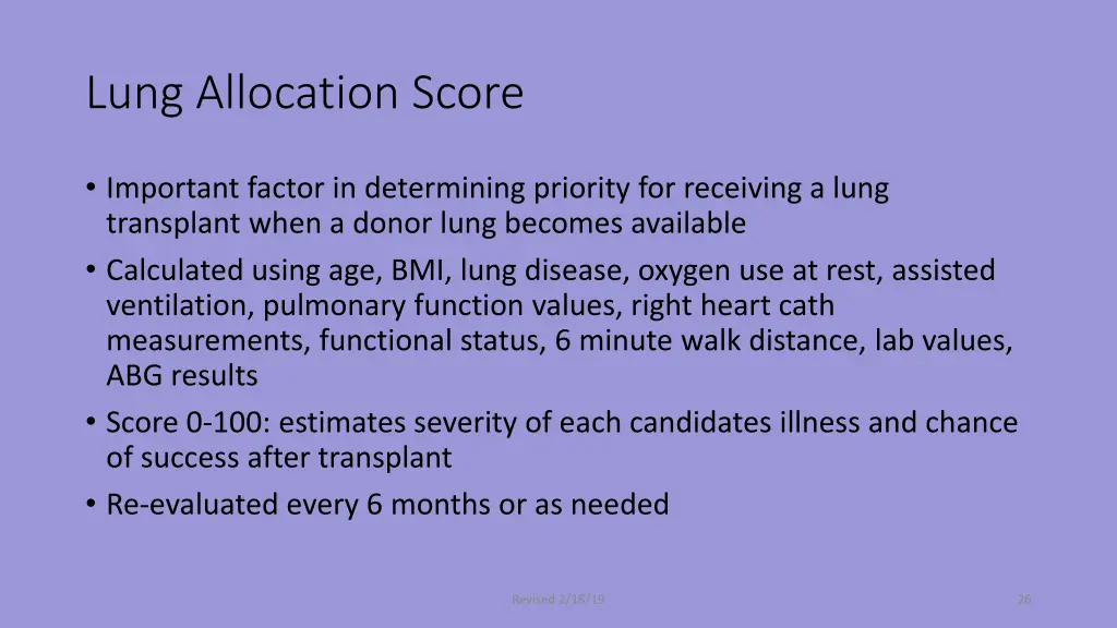 lung allocation score