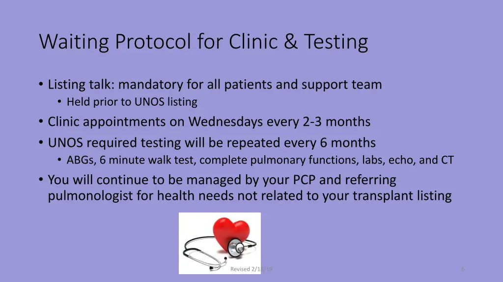 waiting protocol for clinic testing