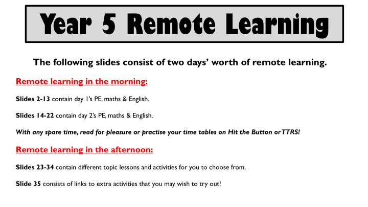 year 5 remote learning