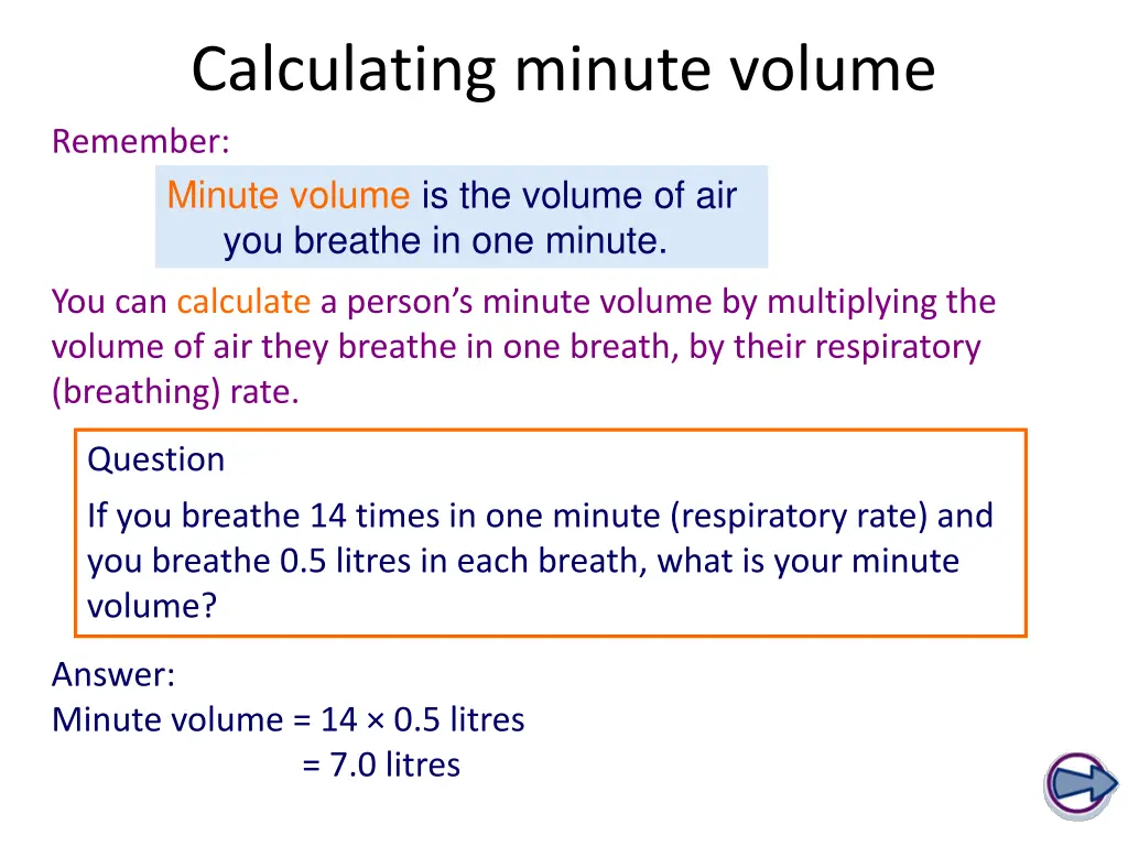 calculating minute volume remember minute volume