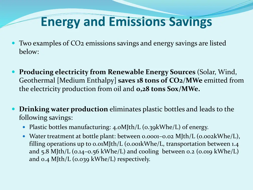 energy and emissions savings