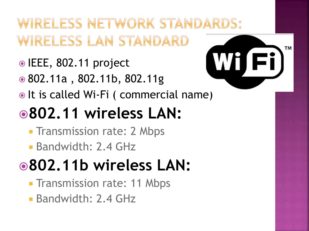 wireless network standards wireless lan standard