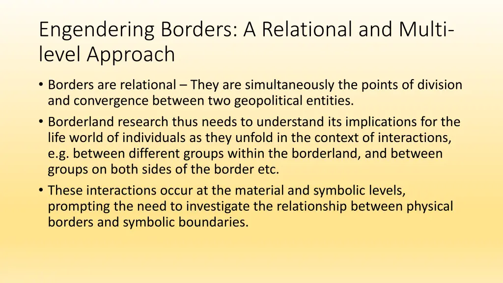 engendering borders a relational and multi level