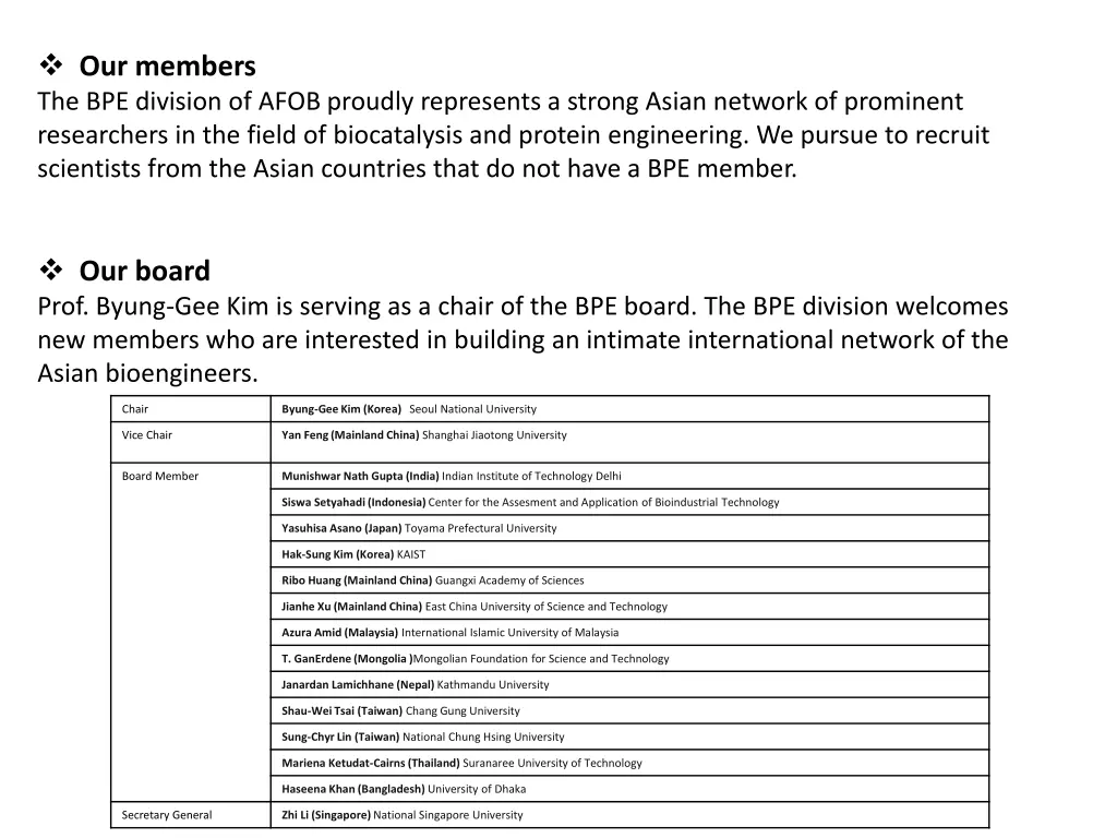 our members the bpe division of afob proudly