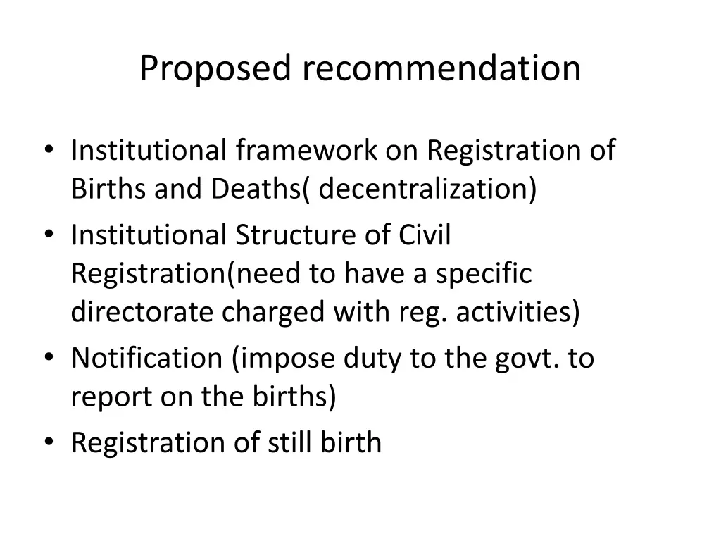 proposed recommendation