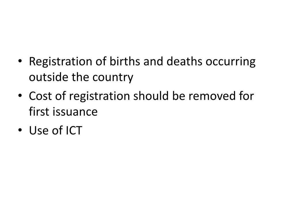 registration of births and deaths occurring