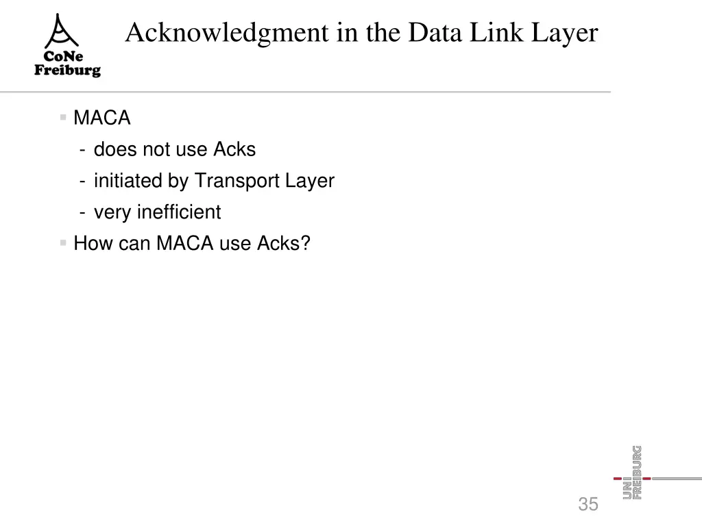 acknowledgment in the data link layer