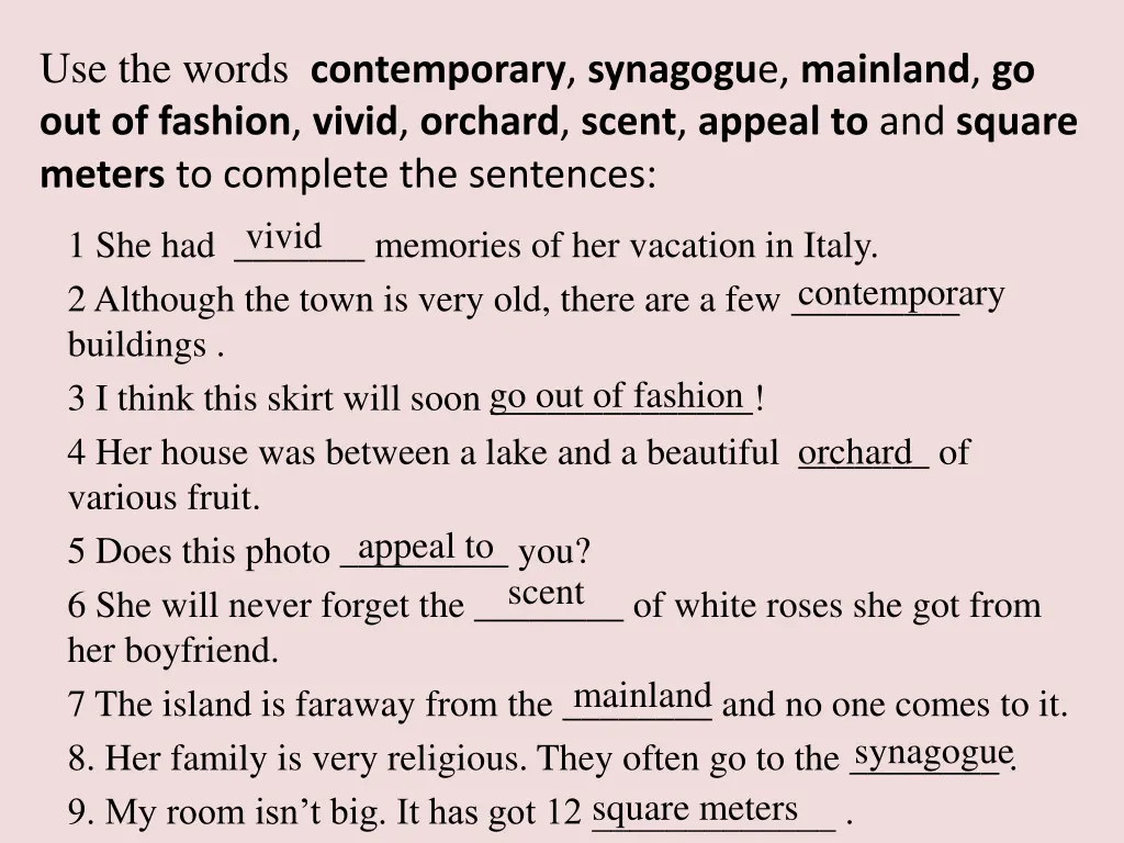 use the words contemporary synagogu e mainland