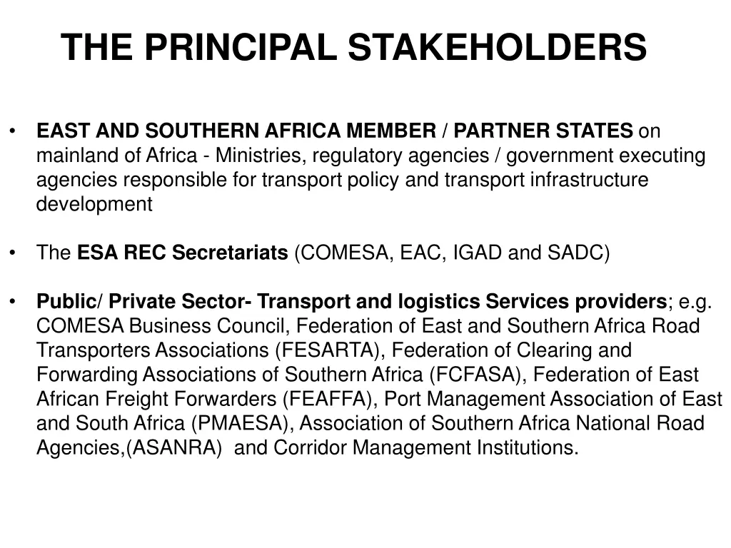 the principal stakeholders