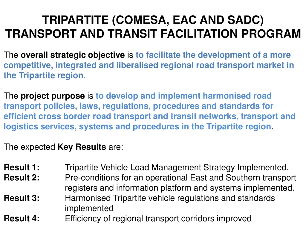 tripartite comesa eac and sadc transport