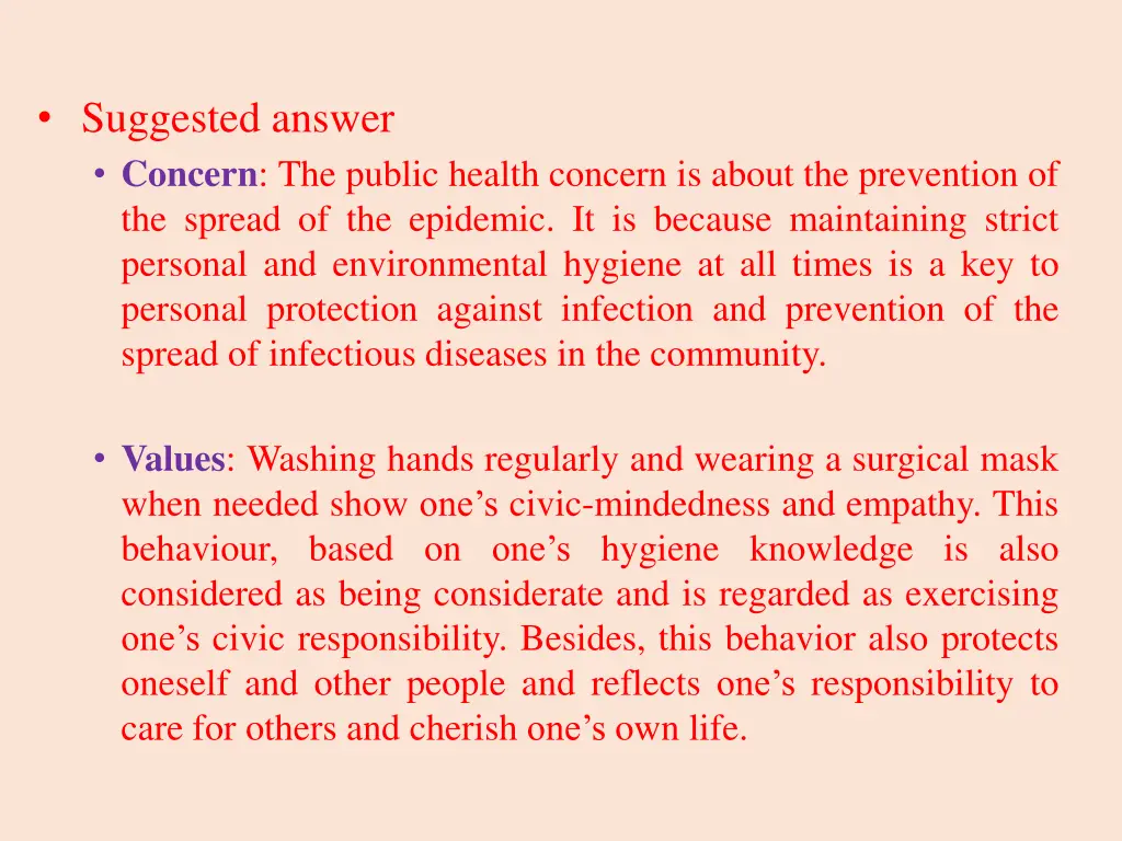 suggested answer concern the public health