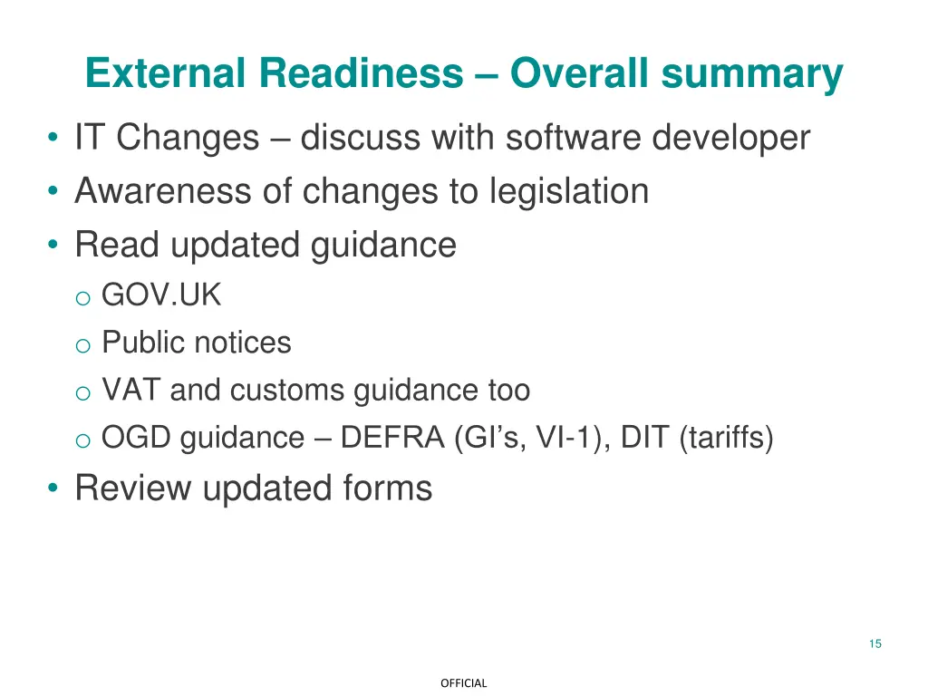 external readiness overall summary