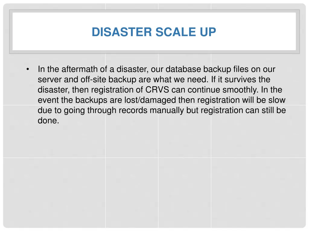 disaster scale up