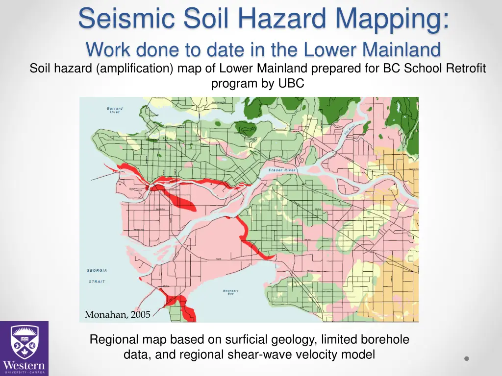 seismic soil hazard mapping work done to date