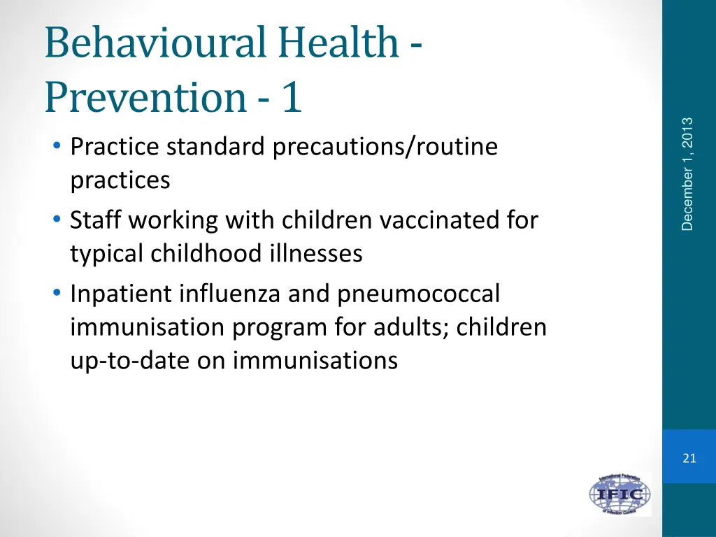 behavioural health prevention 1 practice standard